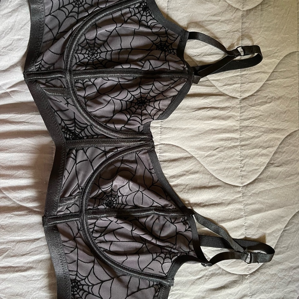 Torrid Halloween spider web mesh bra